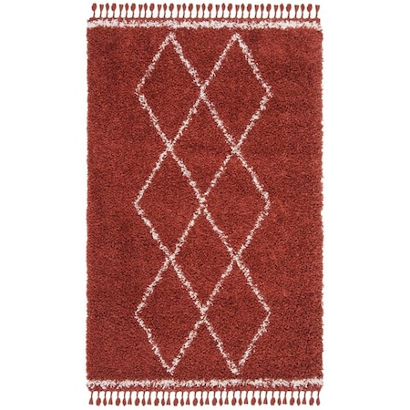 Safavieh 8 x 10 ft. Pro Lux Shag 435 Power Loomed Rectangle Area Rug; Rust & Creme PLX435P-8